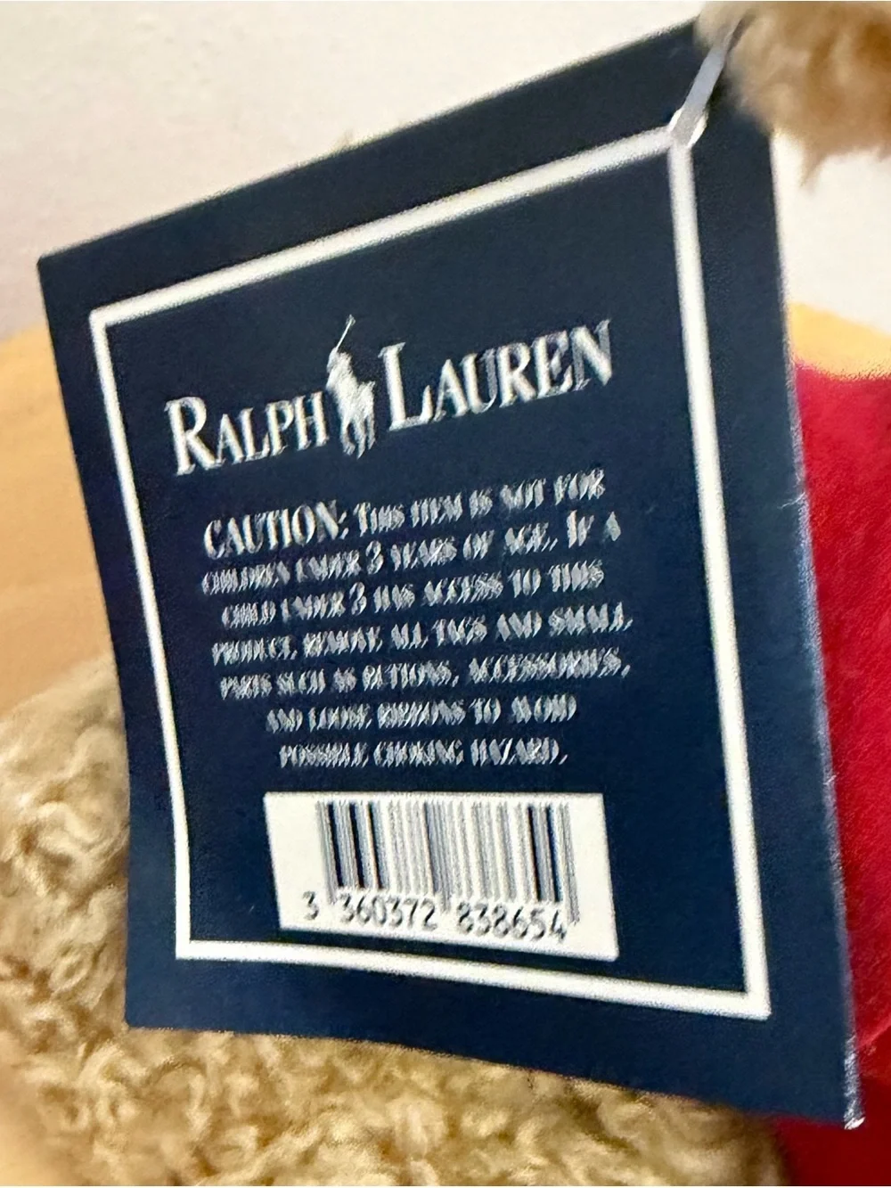 Vintage Ralph Lauren Red Polo Teddy Bear Plush Curly Hair Articulated Limbs NWT